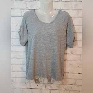 Matilda Jane Women's Lace Trim Polka Dot Roll Sleeve Tee Shirt